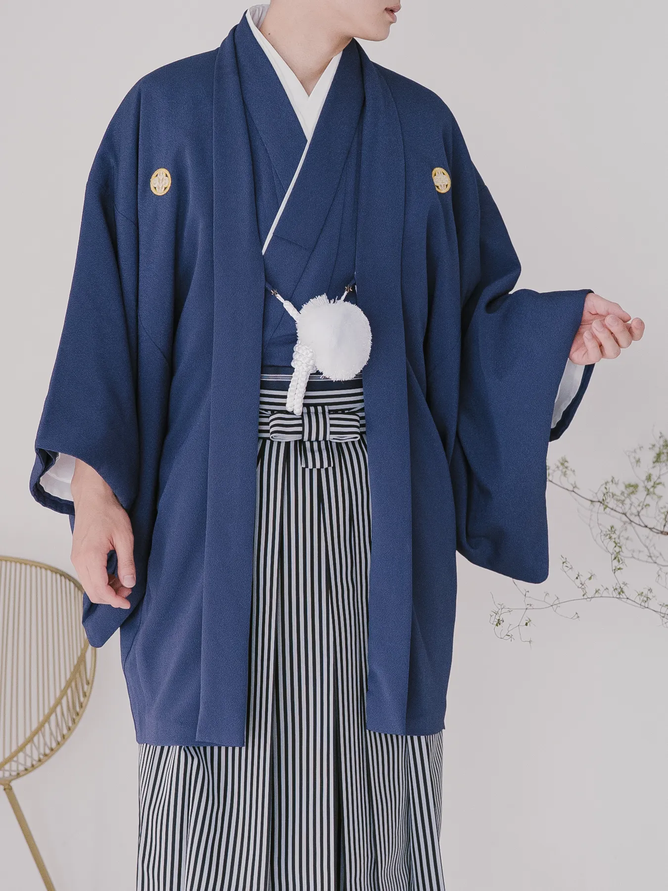 ネイビー紋服